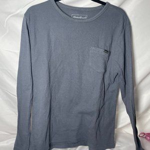 eddie bauer mens long sleeve pocket crew color:baby blue size: S
